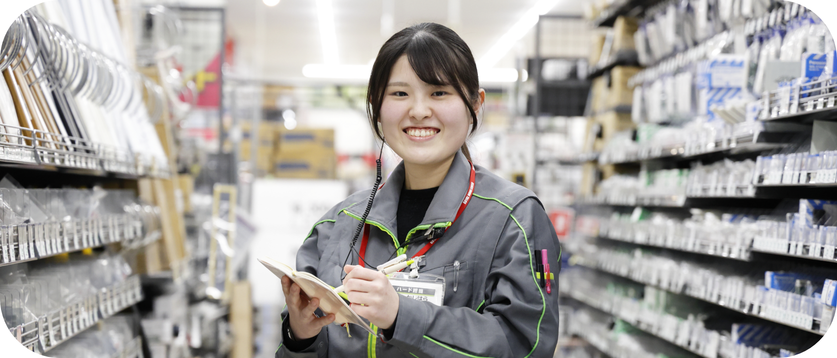 柏原さんの正面笑顔の様子